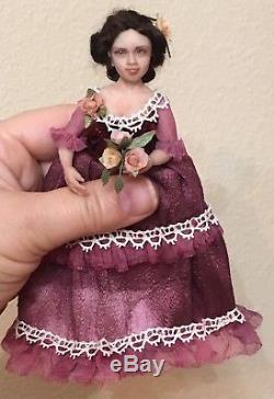 Miniature Victorian doll OOAK hand sculpted, 1/12 scale dollhouse, ALMA Artistry