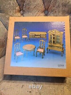 Miniature Wooden Doll House Furniture 7 Piece Dinning Furniture Set NIB