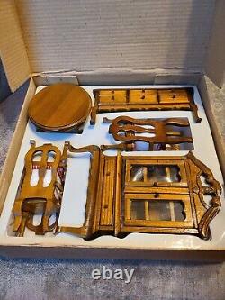 Miniature Wooden Doll House Furniture 7 Piece Dinning Furniture Set NIB