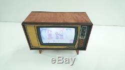 Miniature old vintage retro working TV, 1/6 scale, for Barbie, Pullip, etc