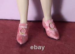 Miniature porcelain doll house beautiful fancy Baroque Georgian silk shoes