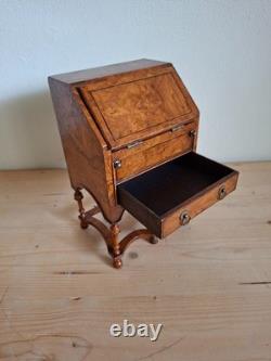 Miniature slant-front wooden writing desk for doll house secretaire desk