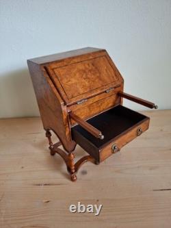 Miniature slant-front wooden writing desk for doll house secretaire desk