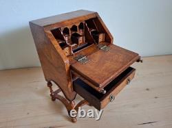 Miniature slant-front wooden writing desk for doll house secretaire desk