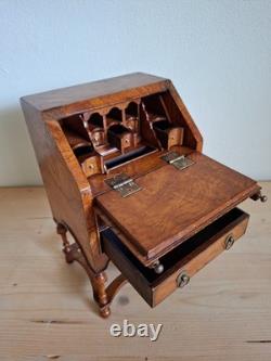 Miniature slant-front wooden writing desk for doll house secretaire desk