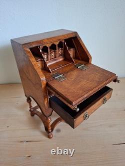 Miniature slant-front wooden writing desk for doll house secretaire desk