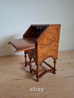 Miniature slant-front wooden writing desk for doll house secretaire desk