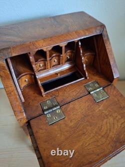 Miniature slant-front wooden writing desk for doll house secretaire desk