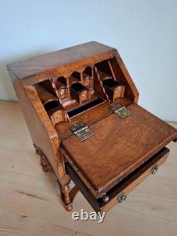 Miniature slant-front wooden writing desk for doll house secretaire desk