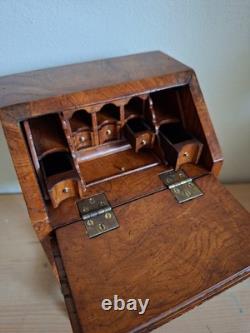 Miniature slant-front wooden writing desk for doll house secretaire desk