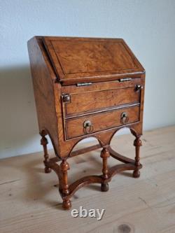 Miniature slant-front wooden writing desk for doll house secretaire desk