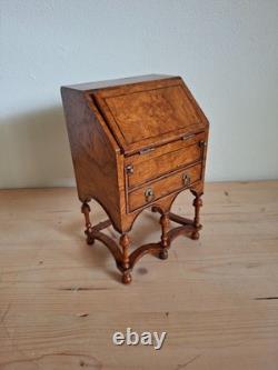 Miniature slant-front wooden writing desk for doll house secretaire desk