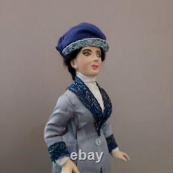 Miniatures 1/12th Dollshouse OOAK Edwardian Lady In Light Blue Outdoor Fashion