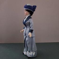 Miniatures 1/12th Dollshouse OOAK Edwardian Lady In Light Blue Outdoor Fashion