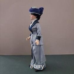 Miniatures 1/12th Dollshouse OOAK Edwardian Lady In Light Blue Outdoor Fashion