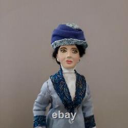 Miniatures 1/12th Dollshouse OOAK Edwardian Lady In Light Blue Outdoor Fashion