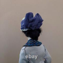 Miniatures 1/12th Dollshouse OOAK Edwardian Lady In Light Blue Outdoor Fashion