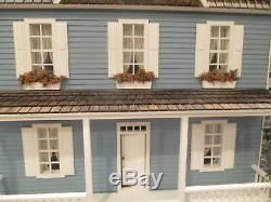 Miniatures 1/2 Half Inch Scale Blue Colonial Dollhouse with Porch Real Good Toys