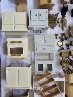 Miniatures Dolls House Accessories Furnitures Wood Brass Resin Lot Bundle