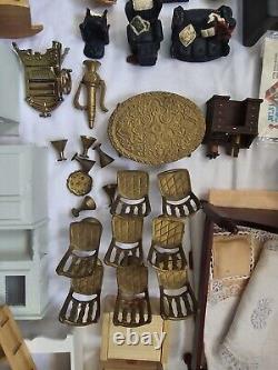 Miniatures Dolls House Accessories Furnitures Wood Brass Resin Lot Bundle