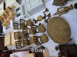 Miniatures Dolls House Accessories Furnitures Wood Brass Resin Lot Bundle