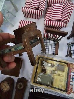 Miniatures Dolls House Accessories Furnitures Wood Brass Resin Lot Bundle