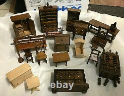 Mixed Miniature Doll House Furniture with Concord Cradle Wood Lot Dresser Armoire