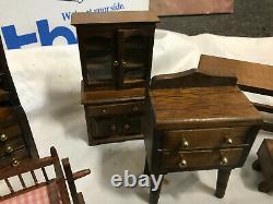 Mixed Miniature Doll House Furniture with Concord Cradle Wood Lot Dresser Armoire