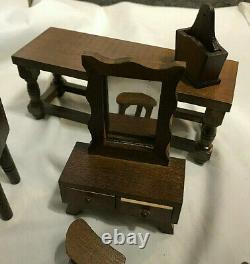 Mixed Miniature Doll House Furniture with Concord Cradle Wood Lot Dresser Armoire