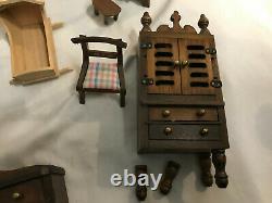 Mixed Miniature Doll House Furniture with Concord Cradle Wood Lot Dresser Armoire