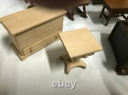 Mixed Miniature Doll House Furniture with Concord Cradle Wood Lot Dresser Armoire