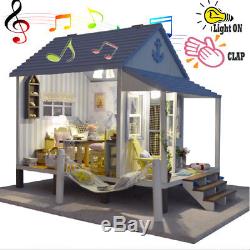 Musical DIY Loft Apartments Dollhouse Wooden Furniture LED Kit Birthday Toy Gift