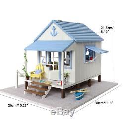 Musical DIY Loft Apartments Dollhouse Wooden Furniture LED Kit Birthday Toy Gift