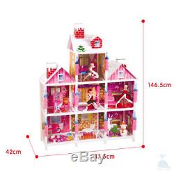 My Little Princess' Villa Dolls House With Furniture & 3 Barbie Style Xmas Gift