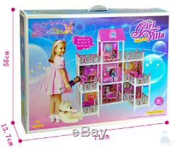 My Princess' Villa Dolls House With Furniture & 3 Fashion Dolls Large Xmas Gift