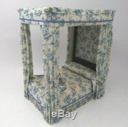 NICE! Vintage Miniature Dollhouse Canopy Bed Handmade Tudor Style 112 Scale