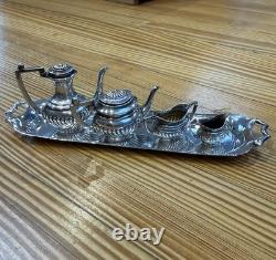 NOVELTY ENGLISH SOLID STERLING SILVER MINIATURE DOLLS HOUSE TEA SET 1971 MKJ Ltd