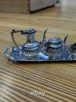 NOVELTY ENGLISH SOLID STERLING SILVER MINIATURE DOLLS HOUSE TEA SET 1971 MKJ Ltd