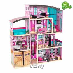 New Shimmer Mansion Dollhouse Wooden Dollhouse Fits Barbie Sized Dolls Toy Gift