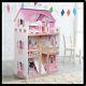 New Wooden Dollhouse Large Dolls House +17pcs Furniture Barbie Doll