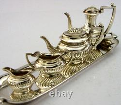 Novelty English Solid Sterling Silver Miniature Dolls House Tea Set 1969