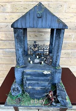 OOAK 1/12 Dolls House Miniature Gothic Crypt Mausoleum Ouija Skeleton Creepy