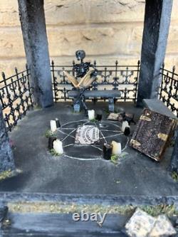OOAK 1/12 Dolls House Miniature Gothic Crypt Mausoleum Ouija Skeleton Creepy