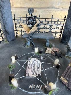 OOAK 1/12 Dolls House Miniature Gothic Crypt Mausoleum Ouija Skeleton Creepy