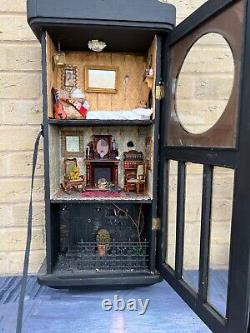 OOAK 1/12 Dolls House Miniature Gothic Edited Black wall clock Spooky Lights up