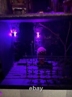 OOAK 1/12 Dolls House Miniature Gothic Edited Black wall clock Spooky Lights up