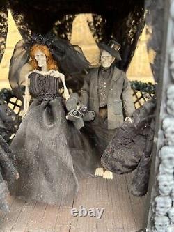 OOAK 1/12 Dolls House Miniature Gothic Wedding Gazebo Skeleton Bride Groom Light