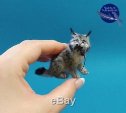 OOAK 112 Lynx with Rat Handsculpted Realistic Dollhouse Miniature Handmade pet