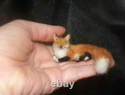 OOAK 112 Red fox realistic miniature handmade dollhouse handsculpted cat IGMA