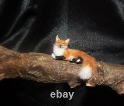 OOAK 112 Red fox realistic miniature handmade dollhouse handsculpted cat IGMA